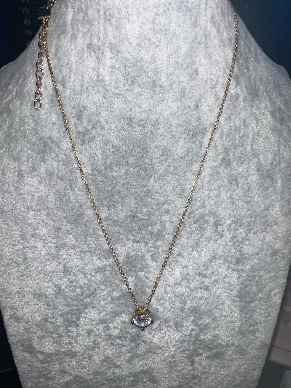 Banana Republic Gold-Tone Necklace with Clear Stone Pendant